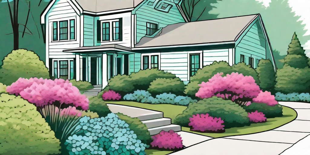 A lush garden scene featuring a variety of thriving shrubs native to the northeast
